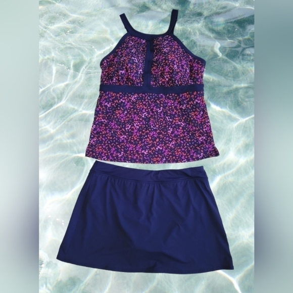 Lands' End Purple and Pink Women's Swim Set - Picture 1 of 10
